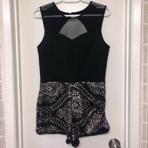 Black & Silver Sequin Pattern Romper